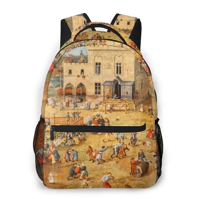 red blue yellow backpack