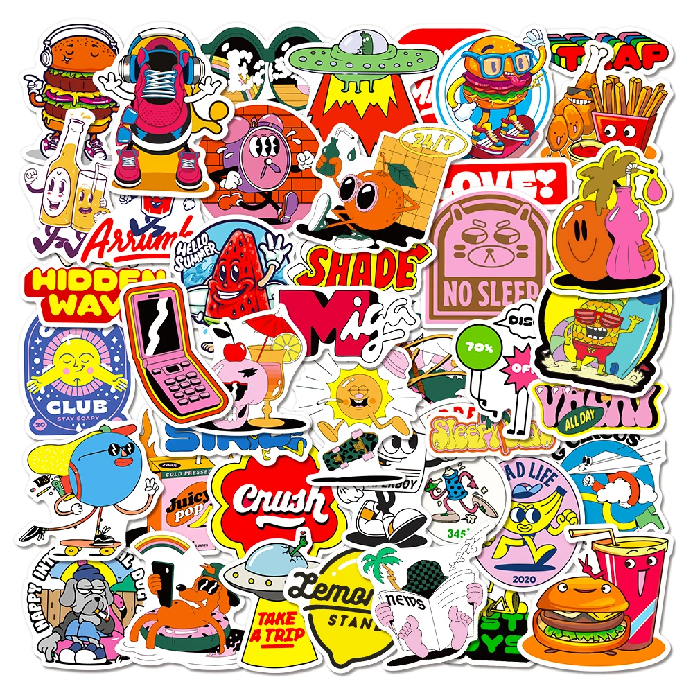 American Cartoon Doodles Stickers 50 PCS For Laptop Skateboard Guitar Motorcycle Car Bike Waterproof Vinyl Sticker Toys cartoon stickers