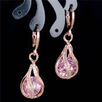 

Fashion Earrings Jewelry Nice Shipping New Fashion Women/Girl's Gold Color White/pink/purple/green CZ Dangle Earrings Jewelry