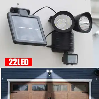 

22leds Solar Light Body Sensor Outdoor LED Wall Lamp Double-Headed Spotlights Highlight For Garden Yard Home Decortion