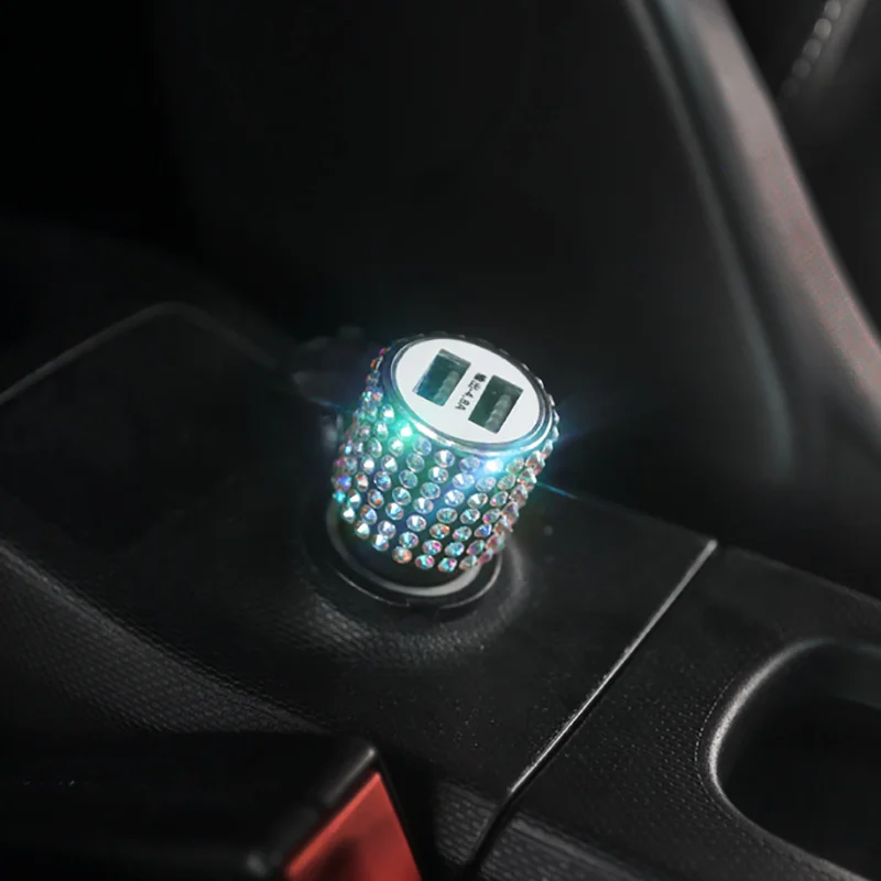 Горный хрусталь USB Автомобильное зарядное устройство для мобильного телефона планшет gps быстрое зарядное устройство автомобильное зарядное устройство двойной USB Автомобильное зарядное устройство в автомобиле украшения