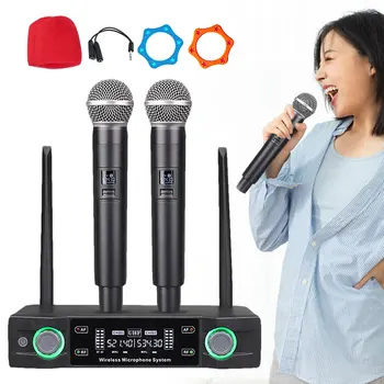 

Microphone Dual Wireless Microphone Professional UHF Cordless Dynamic Mic Handheld System