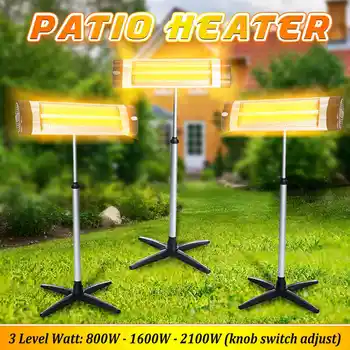 

Multifunction 3 Level Patio Heater Adjustable Air Heater Aluminum Waterproof Courtyard Electric Heating For Deck Pool Area 220V