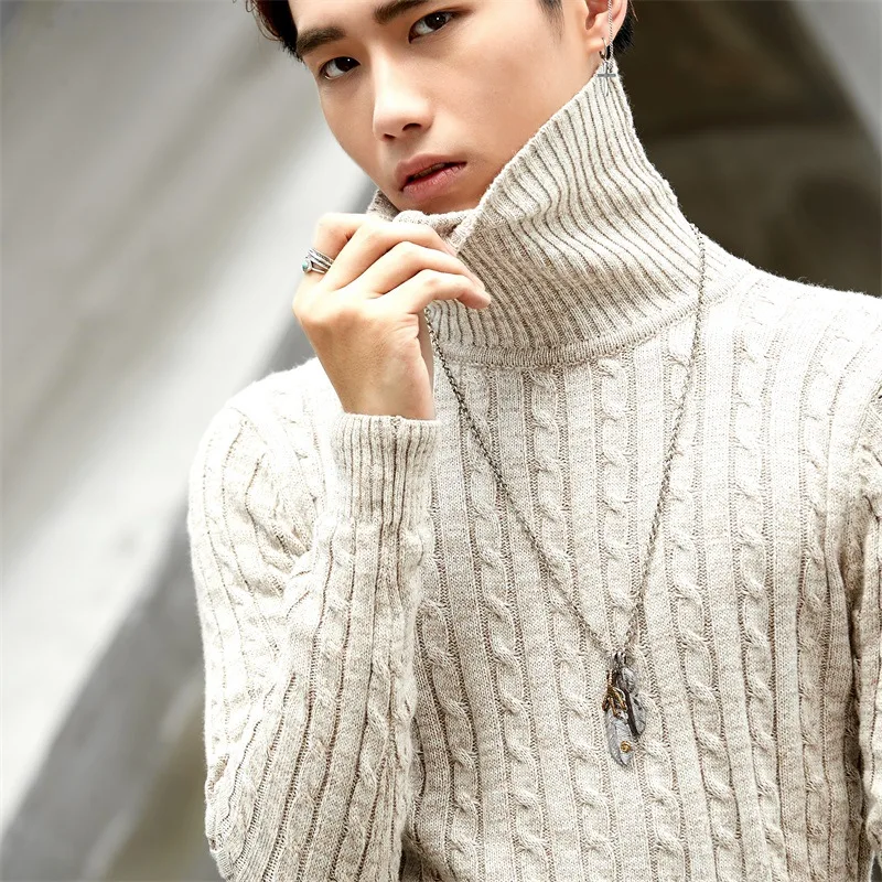 Осенний и зимний мужской тренд кашемировый свитер Корейская версия толстый импортный свитер с высоким воротом большого размера