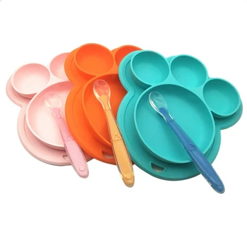 

Cartoon Mouse Mickey Bowl Dishes Lunch Box Kid Baby Children Infant Rice Feeding Bowl Plastic Snack Plate Tableware Spoon Set
