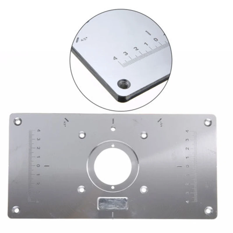 

For Woodworking Benches Aluminum Router Table Insert Plate W/ 4-Rings Screws