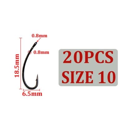 Size 10-20PCS 20 шт. колючий рыболовный крючок длинный хвостовик крючок для ловли карпа телфлон с покрытием длиннохвостовик Карп Chod Rig крючок джиг рыболовный крючок Рыболовные снасти аксессуар - Цвет: Size 10-20PCS
