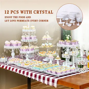 

12Pcs Crystal Cake Cupcake Stand Display Dessert Holder Wedding Party