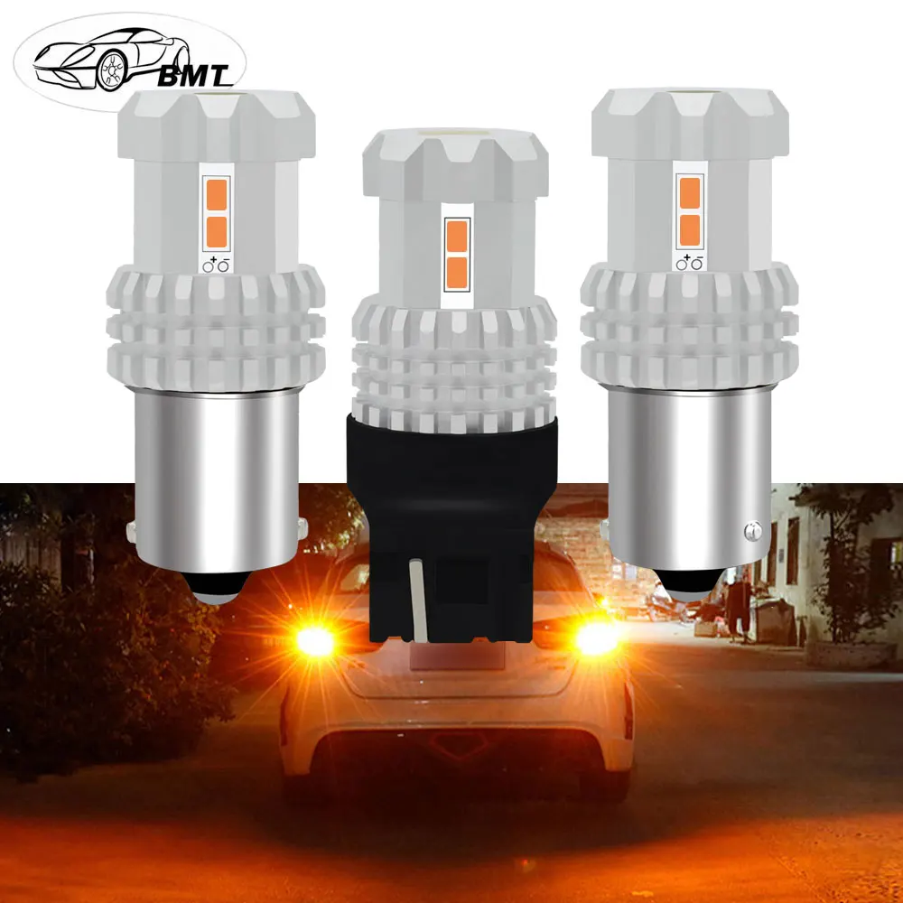 

BMT 1480LM Car 7440 LED Canbus Amber Yellow PY21W P21W W21W LED T20 1156 BAU15S BA15S P21W LED Bulbs For Turn Signal Lights 12V