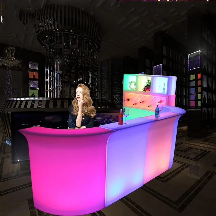sindsyg En nat Stille Luminous LED Bar Counter waterproof rechargeable Rundbar LED Bartresen  furniture Color Changing Club Waiter bars disco party