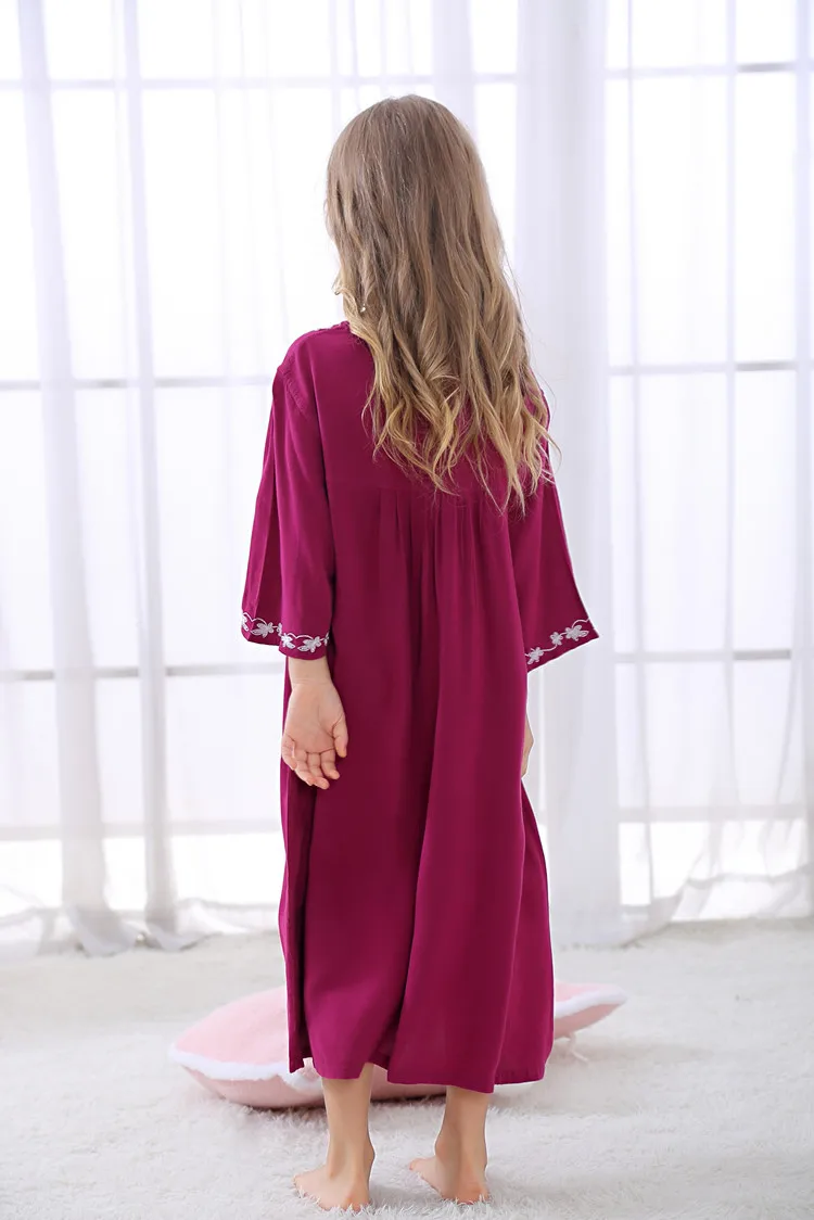 Girls' sleepwear summer Pure Cotton Embroided Dress Pajamas princess nightgown for children kids homeclothes sleep dress
