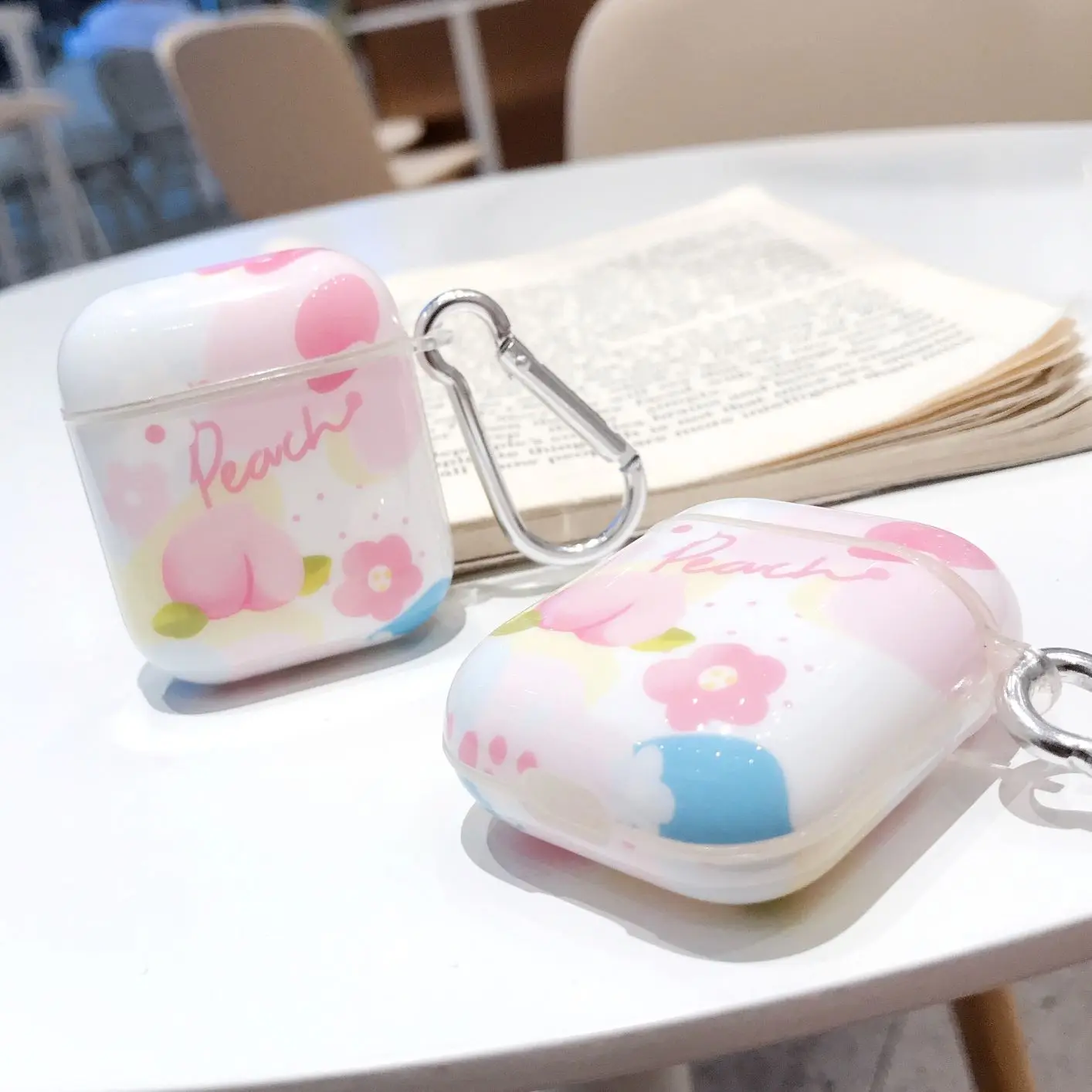 Мягкий силиконовый чехол для наушников с Bluetooth для AirPods 1 2, защитный чехол с рисунком персика для Airpods, зарядная коробка