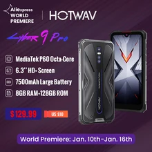 Hotwav Cyber 9 Pro 4G Smartphone Robuste Helio P60 Octa Core 6.3 "8 GO + 128 GO 7500mAh Téléphone Portable 48MP Arrière Caméra Téléphone Portable 