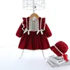Winter Wear Baby Girls Christmas Clothes Set Kids Dresses Thicken Velvet Dress Girls Clothes with Hat for New Year 0-4T ► Photo 3/6