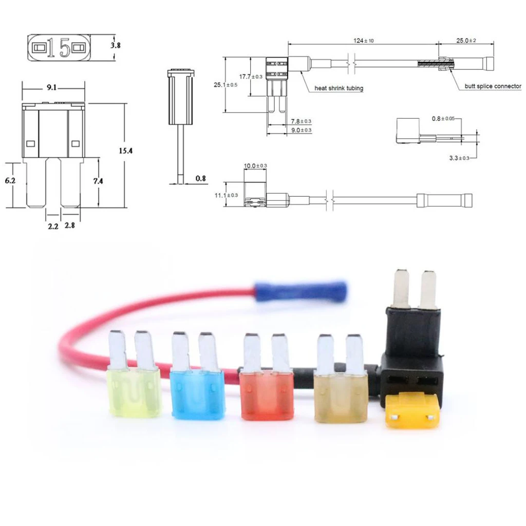 25x Micro2 предохранитель лезвия 5A 7.5A 10A 15A 20A и добавьте отвод цепи держатель предохранителя