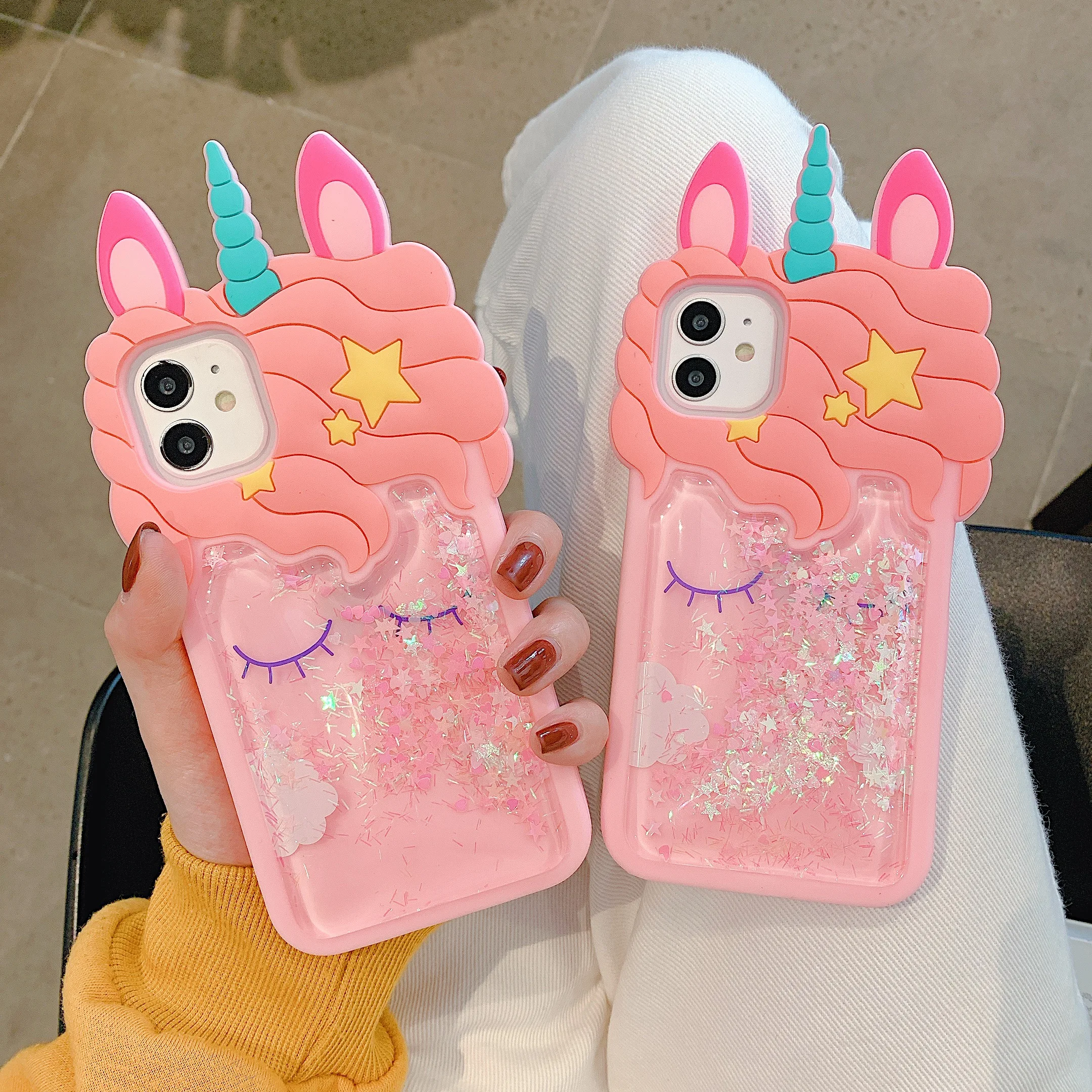 

Cute unicorn glitter powder flowing silicone soft shell case For iPhone 11 Pro Max XR XS Max XS 7 8 plus 6 6s 6splus for women