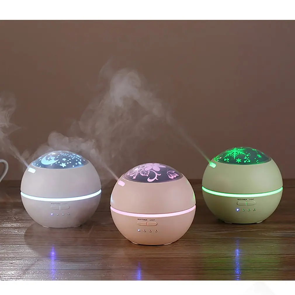 Light and Shadow Air Humidifier Aromatherapy Machine Oil Diffuser Color Changing Night Light Lamp Humidifier for Home