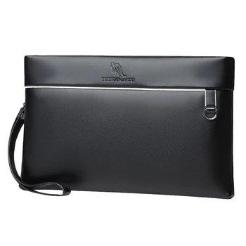 

FGGS-YUESKANGAROO Leather Men Wallet Long Purse Black Business Male Clutch Bags Card Holders for Man Envelope Pack