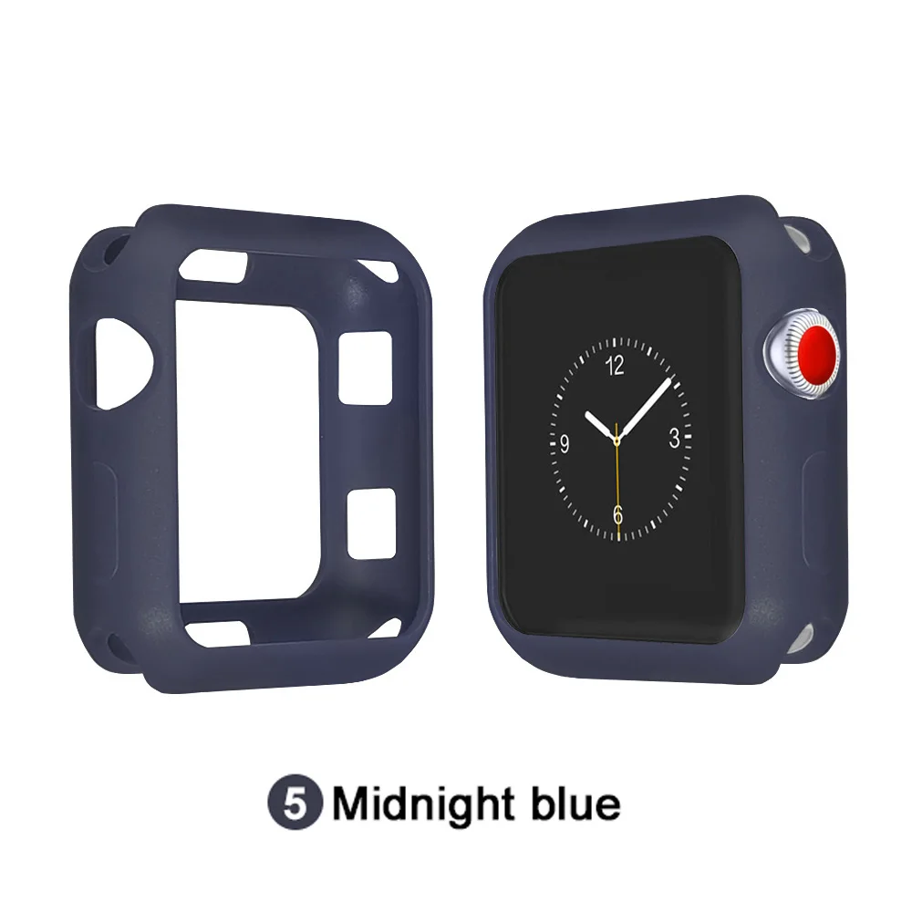 Мягкий силиконовый чехол ProBefit для Apple Watch 3 2 1 42 мм 38 мм полная защитная оболочка для iWatch 4 5 40 мм 44 мм бампер для часов - Цвет: Dark blue