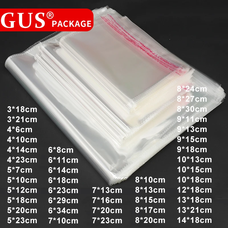 GUS прозрачные пластиковые самоклеющиеся пакеты маленькие для самостоятельного