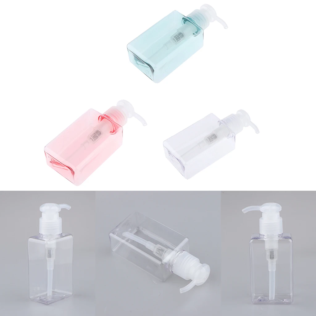 3PCS/set Empty Square Bottle Set with Pumps, 100Ml, for Shampoo, Conditioner, Liquid Soap, Lotions