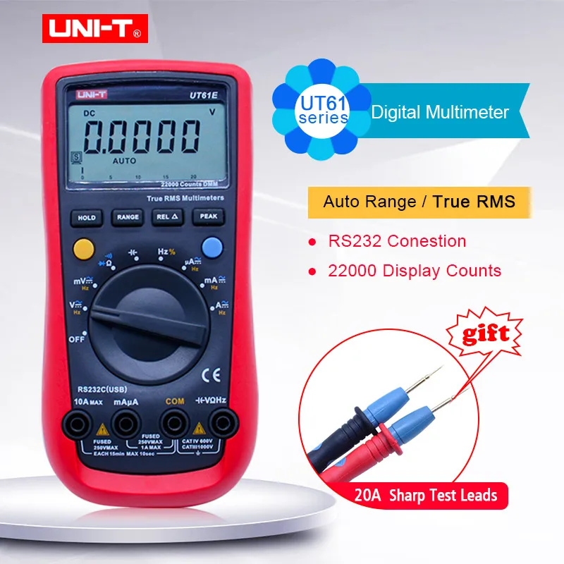 UNI-T Цифровой мультиметр UT61A/B/C/D/E; AC DC Вольт Ток Ом метр; Емкость Частота диода непрерывность зуммер тест удержания данных