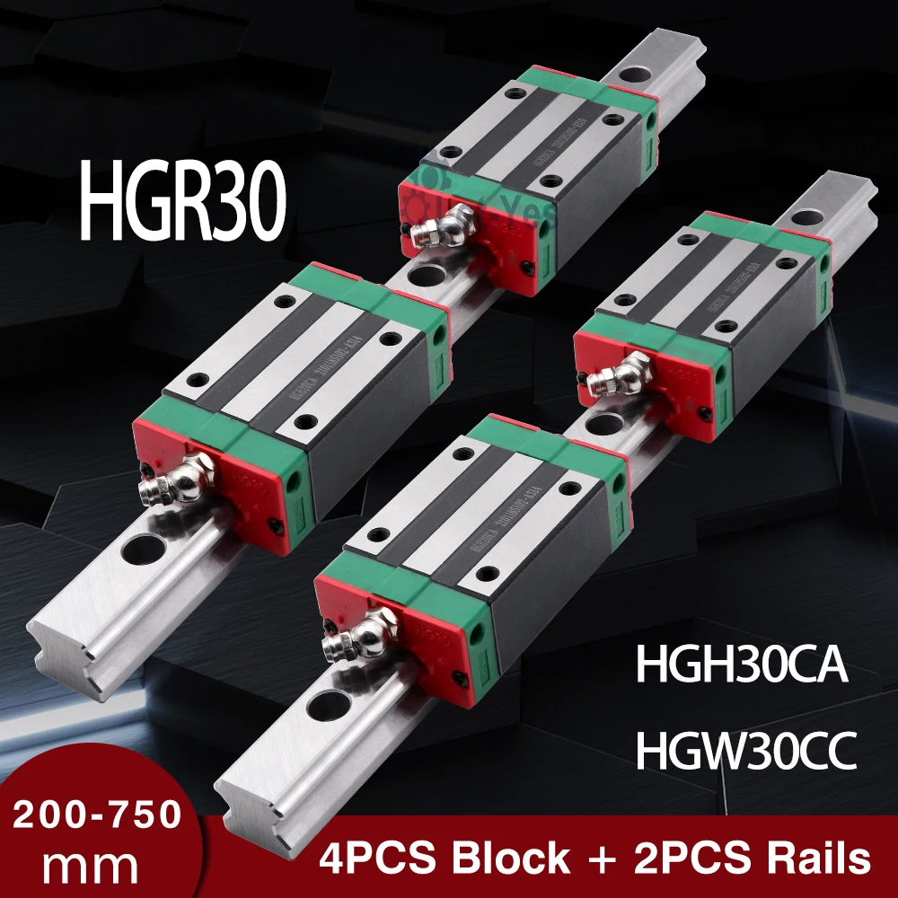 Linear Guide Rails HGR30 Slide L： 200 - 650 700 750 MM + HGH30CA HGW30CC Block Square Carriages For Hiwin HGR 30 CNC Router Kit |