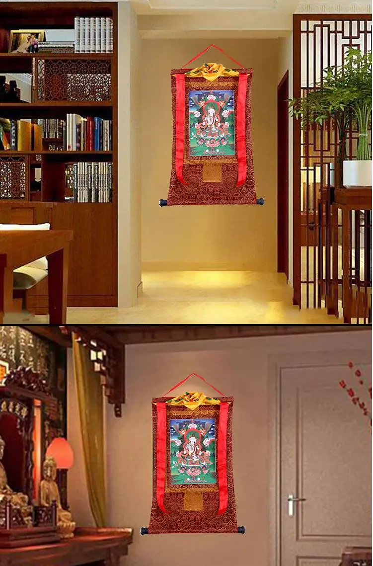 Thangka Тибетский ручной работы двухэтажный статуи Будды Thangka Висячие тибетские украшения гостиной фрески длинные 125 см