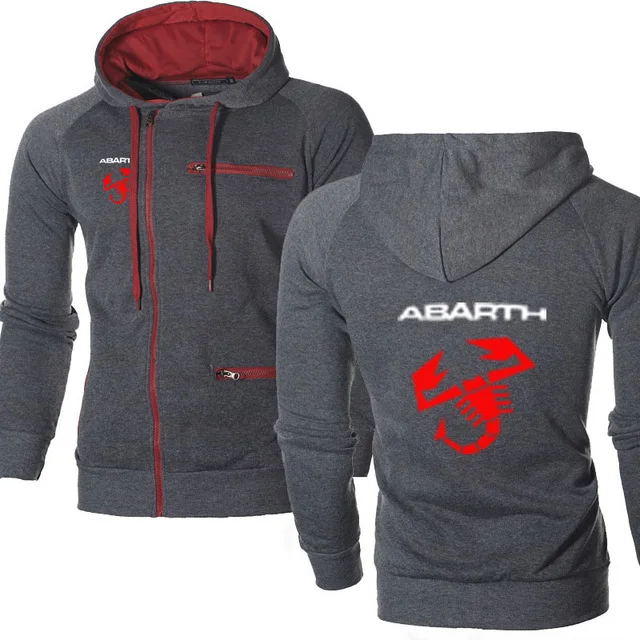 Куртка для мужчин автомобиль ABARTH логотип печати повседневное хип хоп Harajuku с длинным рукавом флис теплый толстовки с капюшоном мужчин s на молнии - Цвет: as picture