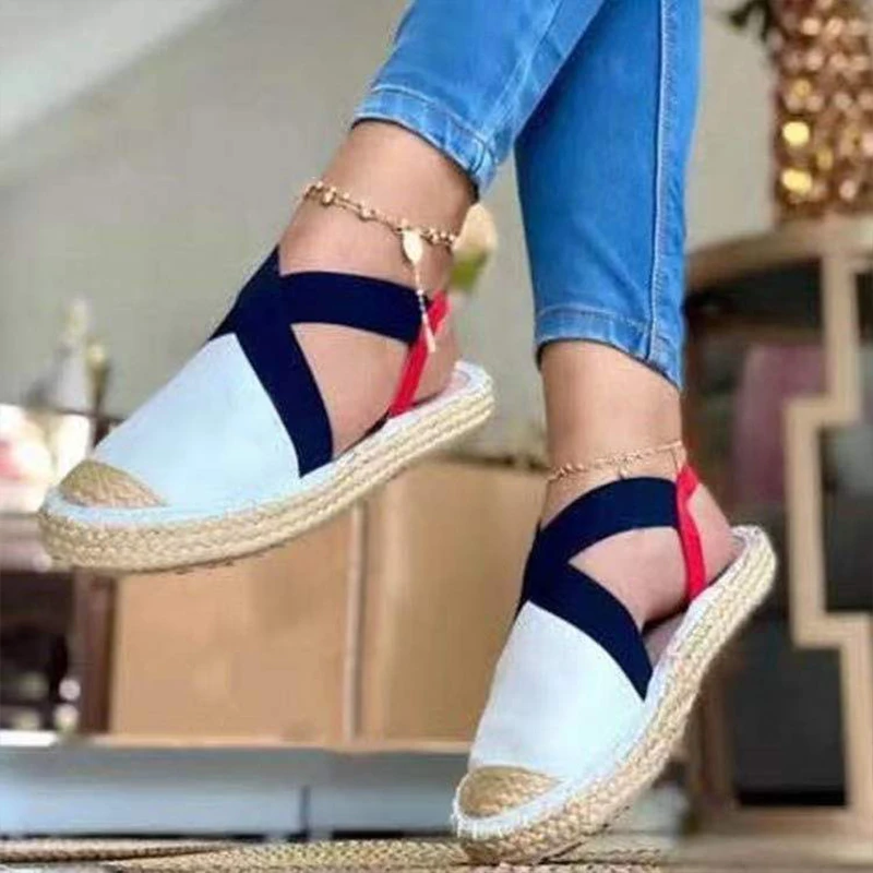 Sandalias de plataforma a rayas para mujer, alpargatas con de cuerda de tacones altos, zapatos de cuña de pescador de lona sin cordones, de verano|Zapatos vulcanizados de mujer| - AliExpress