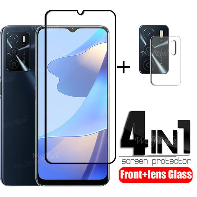 4-in-1 For OPPO A16 Glass For OPPO A16 A 16 Tempered Glass Full Cover Screen Protector For OPPO A53 A92 A72 A52 A16 Lens Glass glass cover mobile