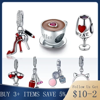 

Hot Sale 100% Real Sterling Silver Cup High Heels Beads Fit Original 3mm Bracelets Charms DIY Jewelry Making For Women