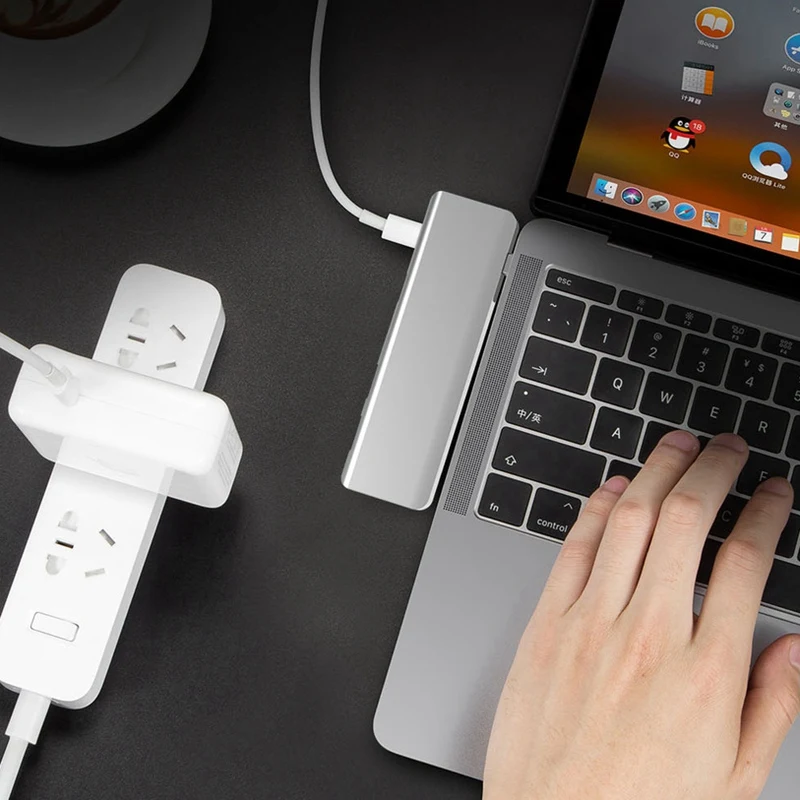 5 в 1 USB-C концентратор 4 к 60 Гц Тип C концентратор USB адаптер Поддержка 87 Вт Зарядка для MacBook Pro/tv
