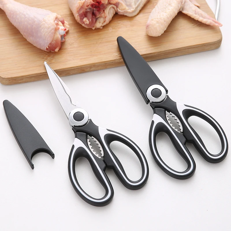 2Cr13 Многофункциональные кухонные ножницы из нержавеющей стали, ножницы для мяса, овощей, трав, бытовые инструменты с защитной оболочкой