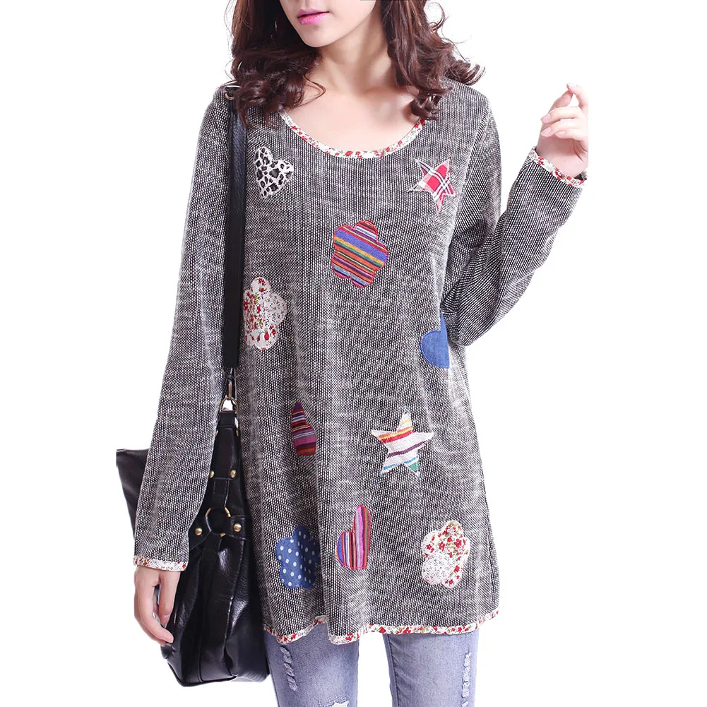 

1Pcs Fashion T Shirt Women Plus Size Ladies Tee Shirts Floral Print Loose Casual Tops Female Autumn Clothes Pullovers