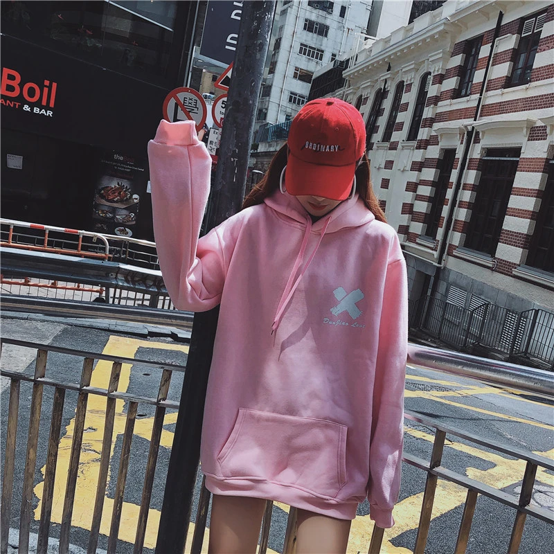 Осенне-зимняя флисовая толстовка с капюшоном Harajuku пуловер с принтом плотные свободные женские толстовки трендовый Свитшот женское повседневное пальто Большие размеры 3XL