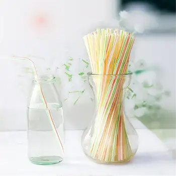 

100pcs Plastic Disposable Drinking Straws Coffee Shop restaurant Bar BBQ Birthday Party Party Drinking Straws Kitchen Tool