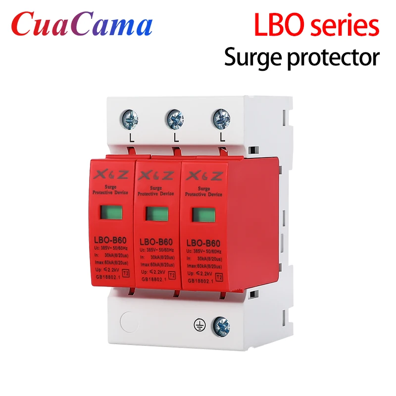 AC SPD Surge Protector Low Voltage Distribution Household Arrester Lightning Protection Device 3P 10KA~20KA Switch Module 1PCS