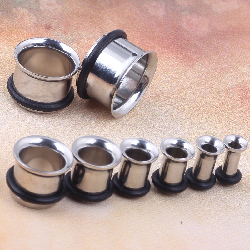 112pcs mix 3 color Single Flared Stainless Steel Body Jewelry Ear Plug Expander Hollow Piercing Earring Lobe Stretcher Gauge