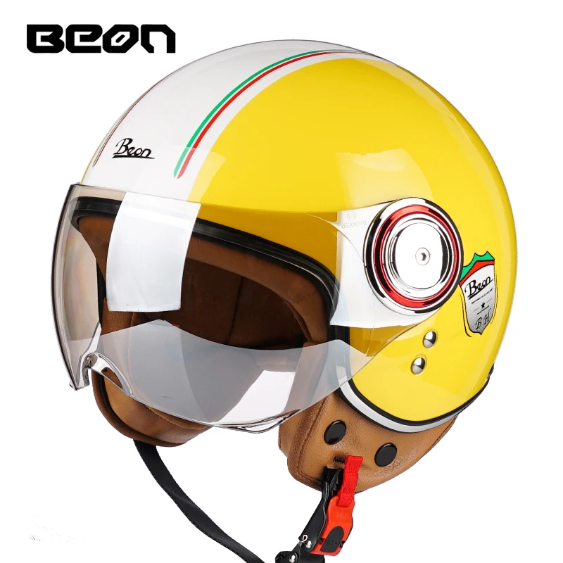 

ECE approved BEON B110B Vintage ABS Material Electric Scooter Bicycle Helmets Motorcycle 3/4 Open Half Face Helmets for Women