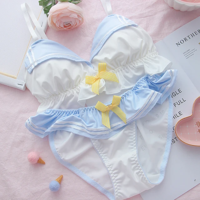 Lolita Cute Sweet Ultra Thin Bras and Panty Set Princess Underwear Ruffle  Bra Brief Thong Set for Young Girl Lingerie Sexy Girls - AliExpress