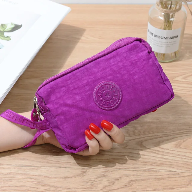 UK Womens Simple Solid Phone Bag Short Wallet Three-Layer Zipper Purse Big  Size Purse New - AliExpress