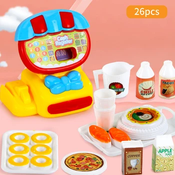 

26pcs Cash Register Pretend Play Game Educational Toy Baby Pretend Play Cashier Toys Mini Children Role PlayChildren Kids Toys