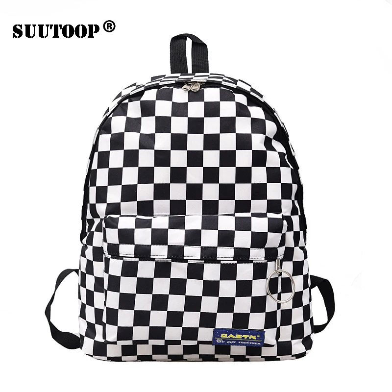 Laptop Backpack Bag Book Schoolbags Rucksack Women Plaid Travel Female Casual Nylon Feminina