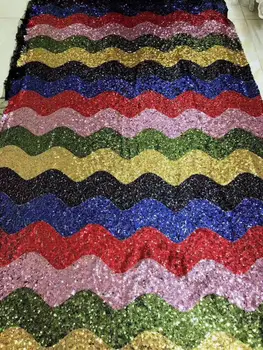 

New Arrival 3D Flower African Tulle Lace Fabrics with Sequins 5 Yards Sequins Lace Fabric for Women Wedding Party Evening Dress