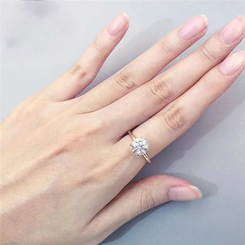 CxsJeremy 2.0Ct Круглый Пасьянс Moissanite помолвка Ring14K желтое золото бриллиантовый