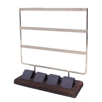 

Earring Holder 3-Tier Ear Stud Holder Display Rack Luxury Jewelry Stand Display Holder Hanger Rack Tower with Wood