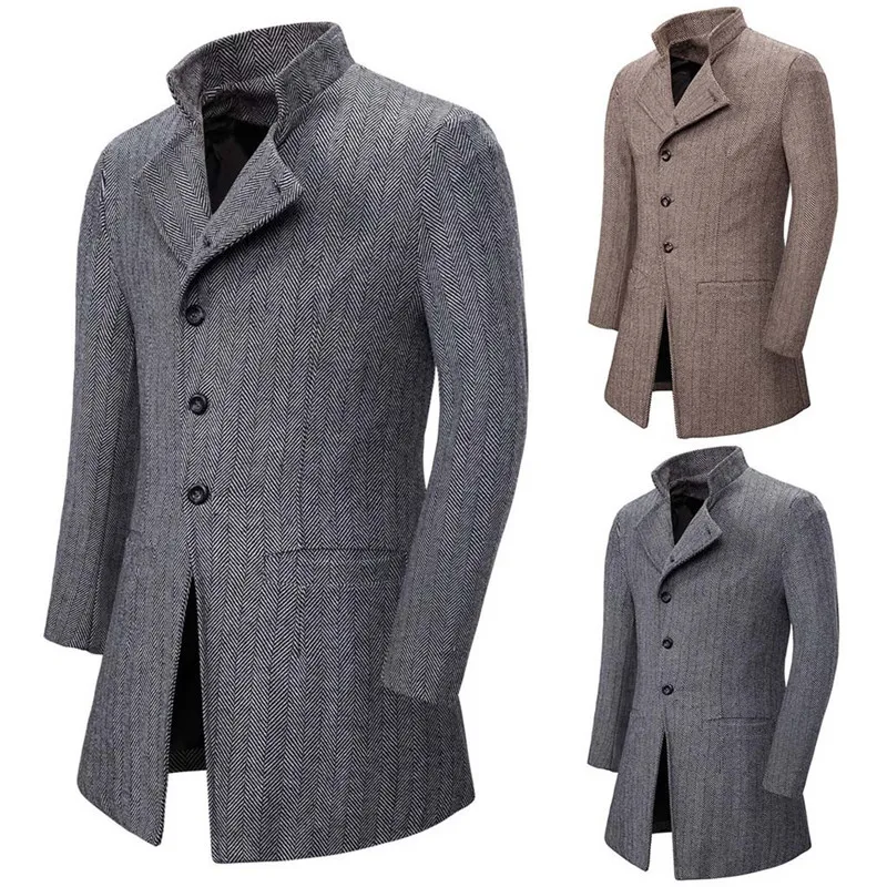 Мужские куртки, водонепроницаемые весенние мужские повседневные пальто, новые зимние теплые пальто плюс, одноцветные куртки с воротником-стойкой