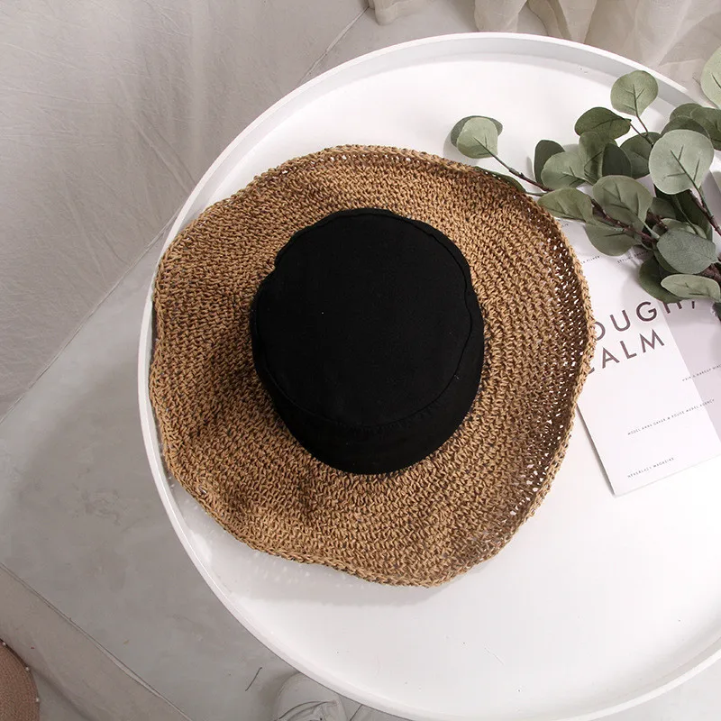Ручная переплетение Raffia солнцезащитные шапки для женщин ummer кепки пляжный козырек открытый праздник защита от солнечных лучей на пляже шляпа складной колпачок 41
