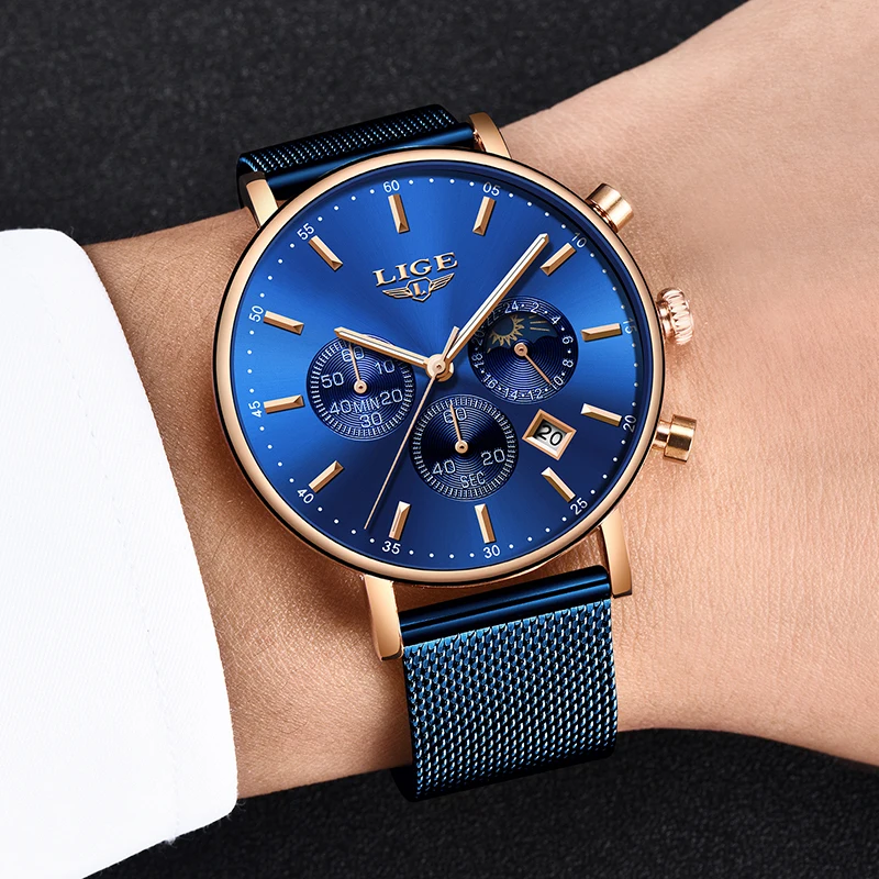 Lige Fashion Men Watches Male Top Brand Luxury Quartz Watch Men Casual Slim Dress Waterproof Sport-5